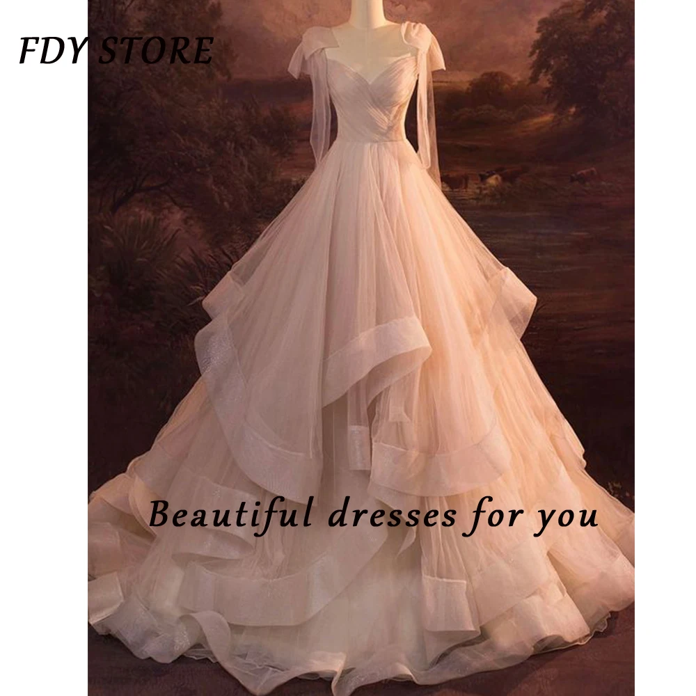 

FDY Store Homecoming Camisole A-line Button Cascade Champel Train Evenning Prom Ball-gown Dress Formal Occasion Party for Women