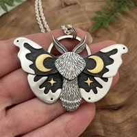 innovative creative design black wings white side sun moon fly moth pendant necklace travel party couple female gift accessories