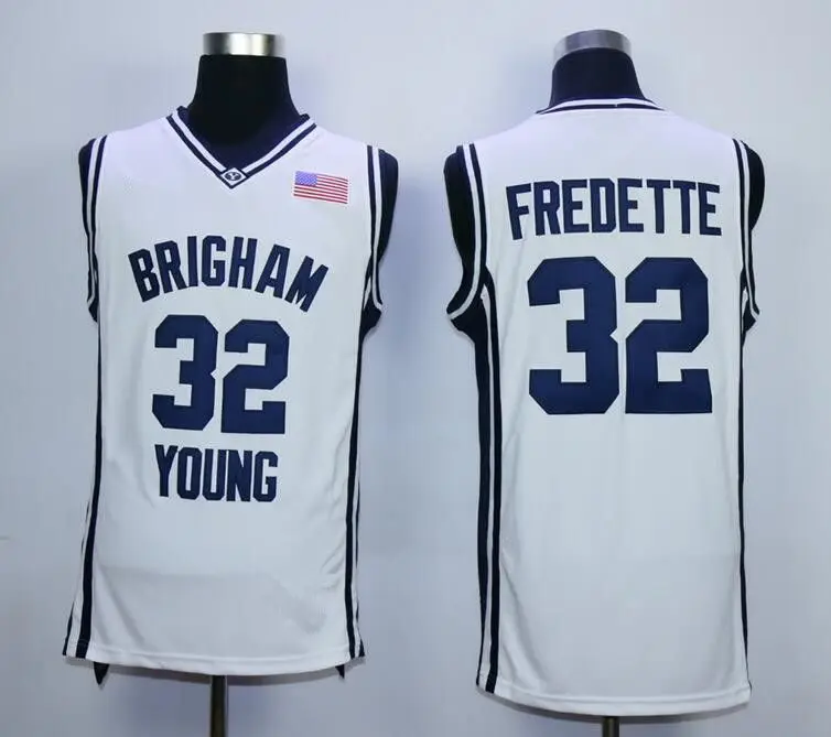 

Men's #32 Jimmer Fredette Brigham Young Basketball Jersey Embroidered stitching