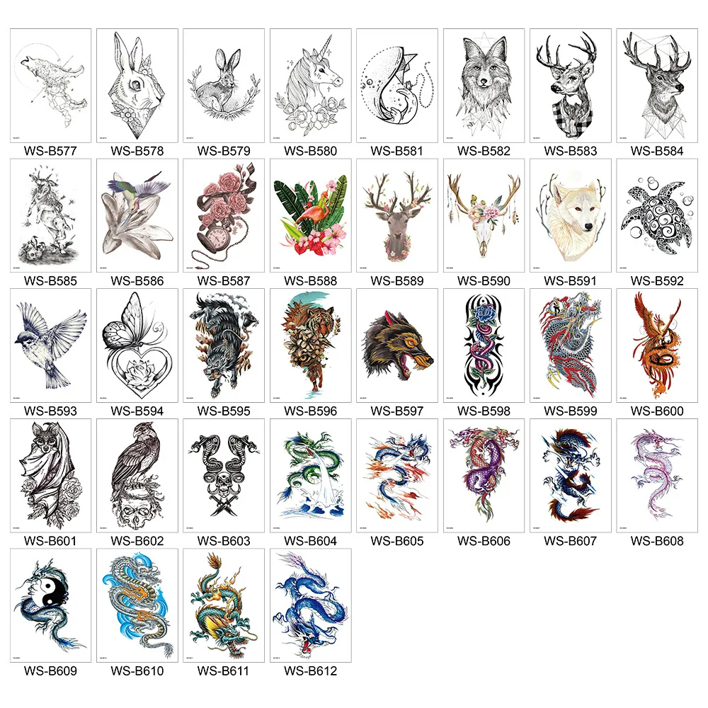 Водостойкая временная татуировка милая белка волк собака кролик кошка животные