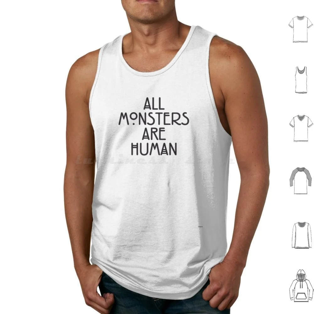 

All Monsters Are Human | Ahs Tank Tops Print Cotton Halloween Scary Creepy Face Skeleton Monster Spooky Eyes