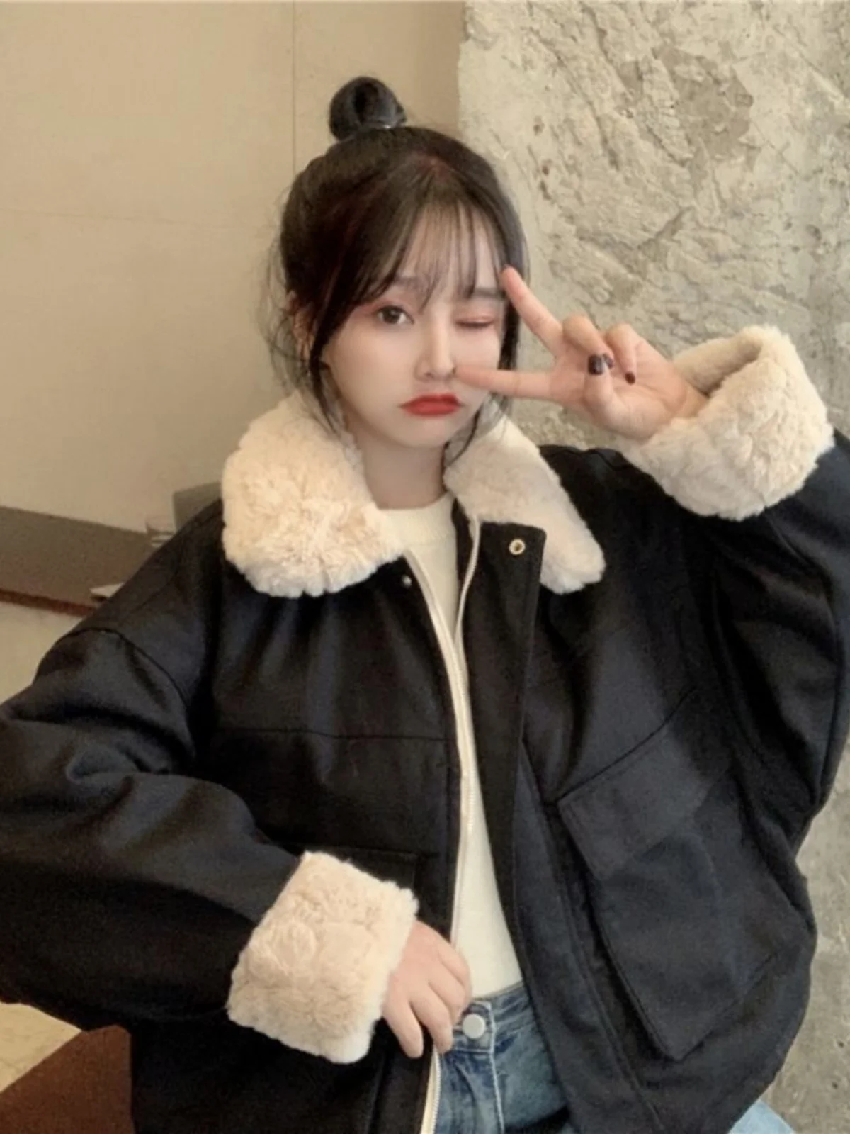 Маленькое мужское хлопковое пальто на флисовой подкладке с толстым меховым