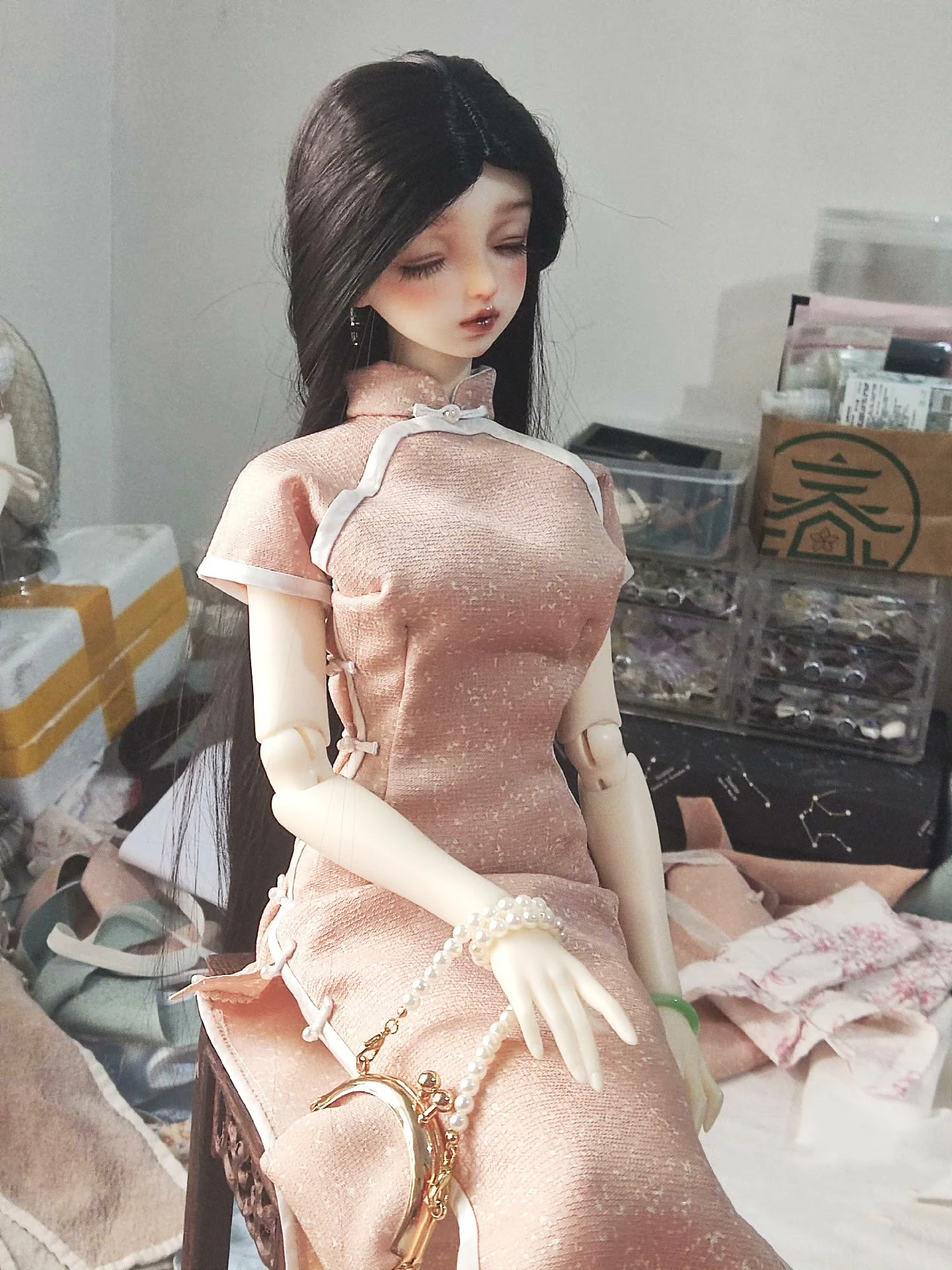 1/3 1/4 Одежда для кукол BJD шелковая ткань чонсам сумочка