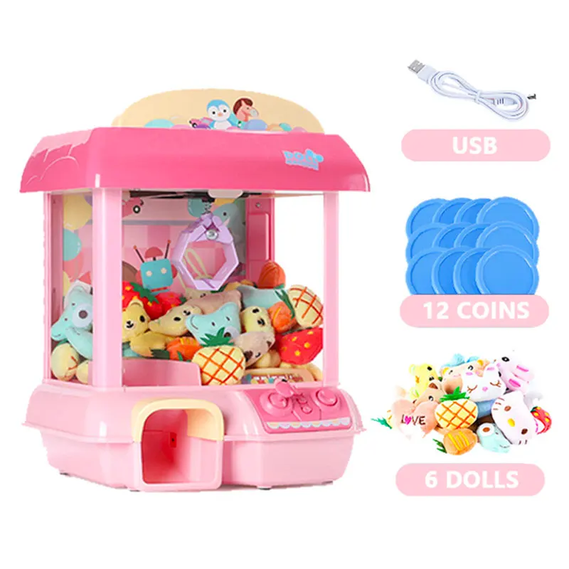 

DIY Doll Machine Kids Coin Operated Play Game Mini Claw Catch Toy Crane Machines Music Doll Children Xmas Birthday Gifts