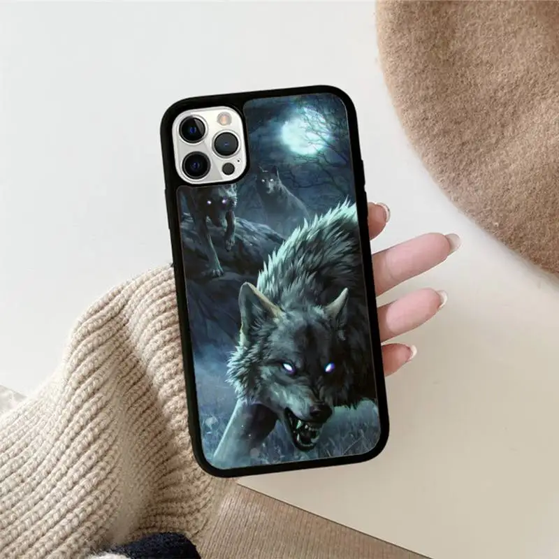 Animal wolf Phone Case Silicone PC+TPU Case for iPhone 11 12 13 Pro Max 8 7 6 Plus X SE XR Hard Fundas