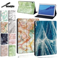 tablet case for huawei mediapad t5 10 10 1m5 lite 10 1m5 10 8t3 8 0t3 10 9 6 inch marble pattern stand cover free stylus