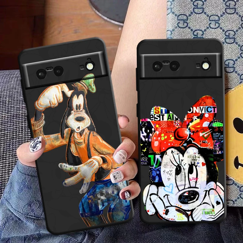 

Disney mickey minnie mouse For Google Phone Case Pixel 7 6 Pro 6A 5A 5 Motorola G8 E7 Power Play Plus 5G Black Soft Cover