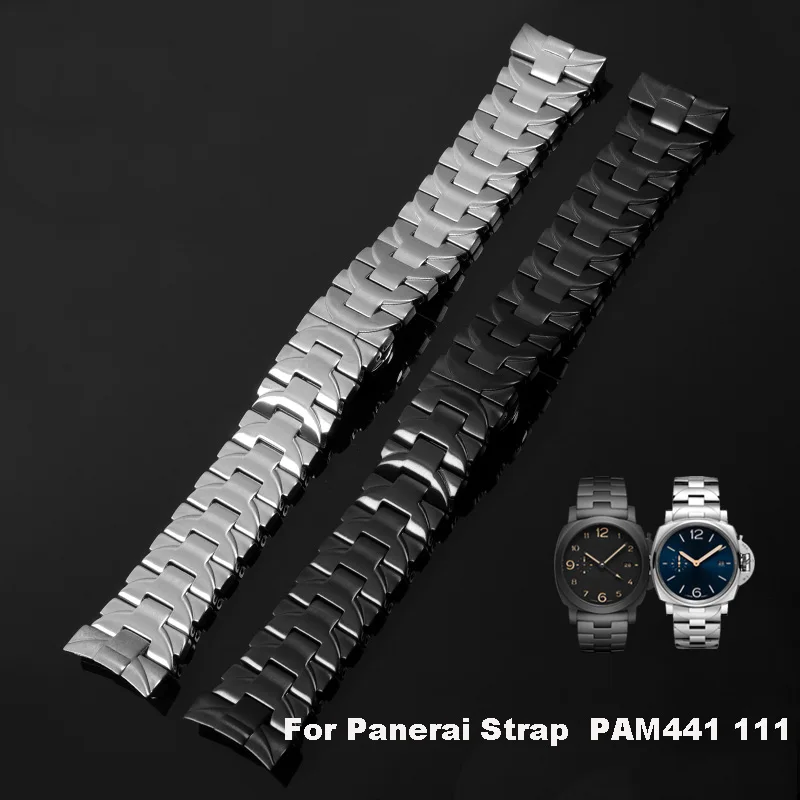 

Ремешок 24 мм для Panerai, мужской стальной браслет PAM441 111 316L, цепочка для часов с пряжкой-бабочкой из нержавеющей стали, аксессуары
