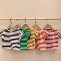 2022 new baby short sleeve t shirt cotton infant striped t shirt summer boy girl clothes baby cute striped tops kids tee