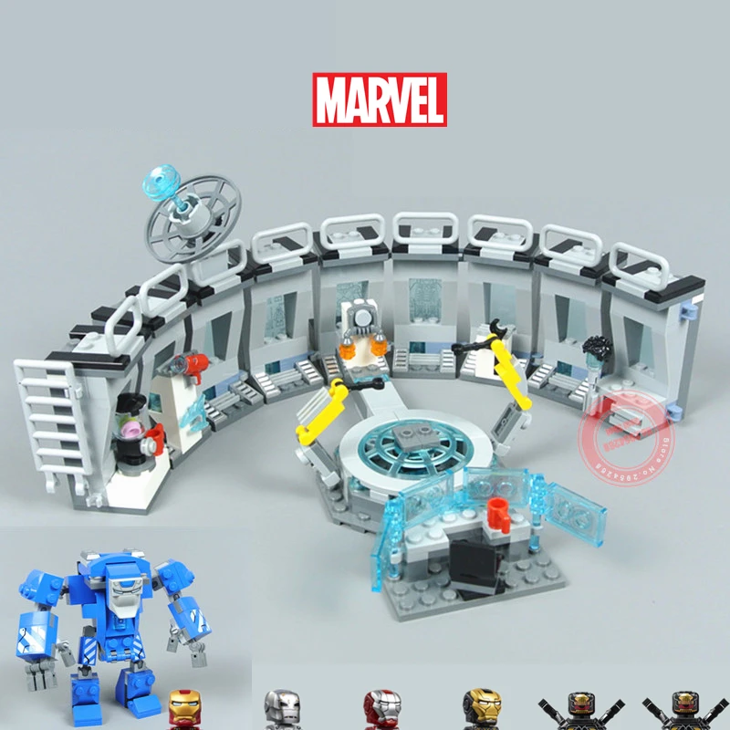 

76125 marvels Avengers Super Heroes Iron Man Hall of Armour Robot Hall Model Building Blocks Bricks Boy Gift Toy Set Kid Gift