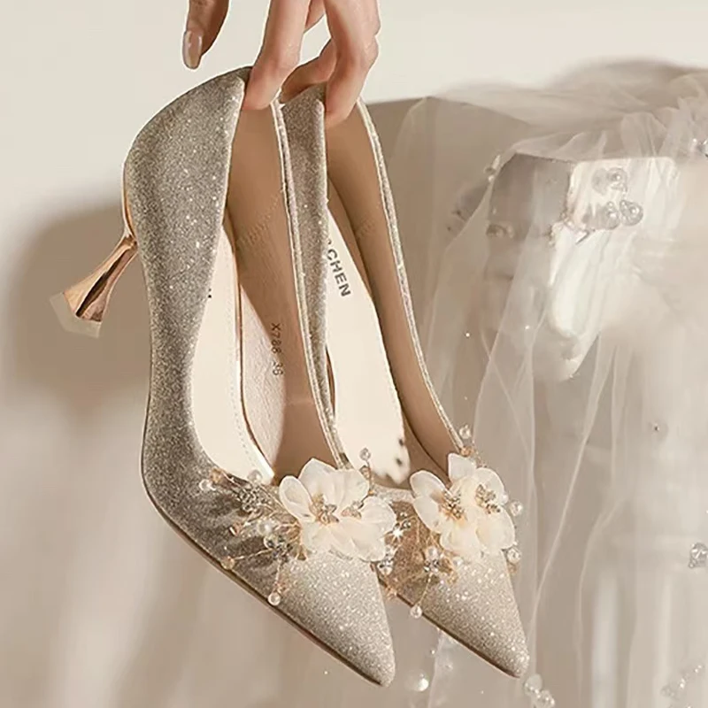 Роскошные женские туфли на высоком каблуке с кристаллами пикантные вечерние