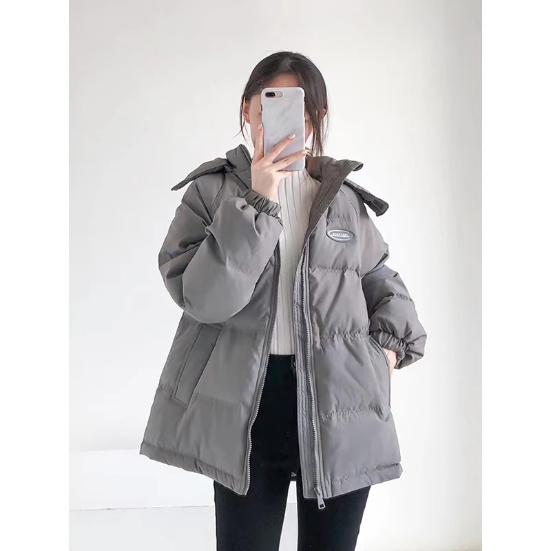 

Azusa Hooded Coat Women Winter Jacket 2023 Winter Warm Office Lady Zippers Jacket Fashion Solid Pockets Classic Thick Outerwear