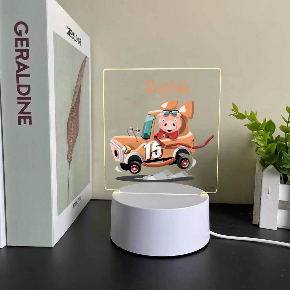 Персонализированная светодиодная Ночная подсветка сделай сам в виде свиньи для