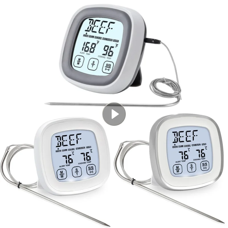 

Цифровой термометр для барбекю и духовки, кухонный измеритель температуры для мяса и гриля, с щупом из нержавеющей стали и таймером