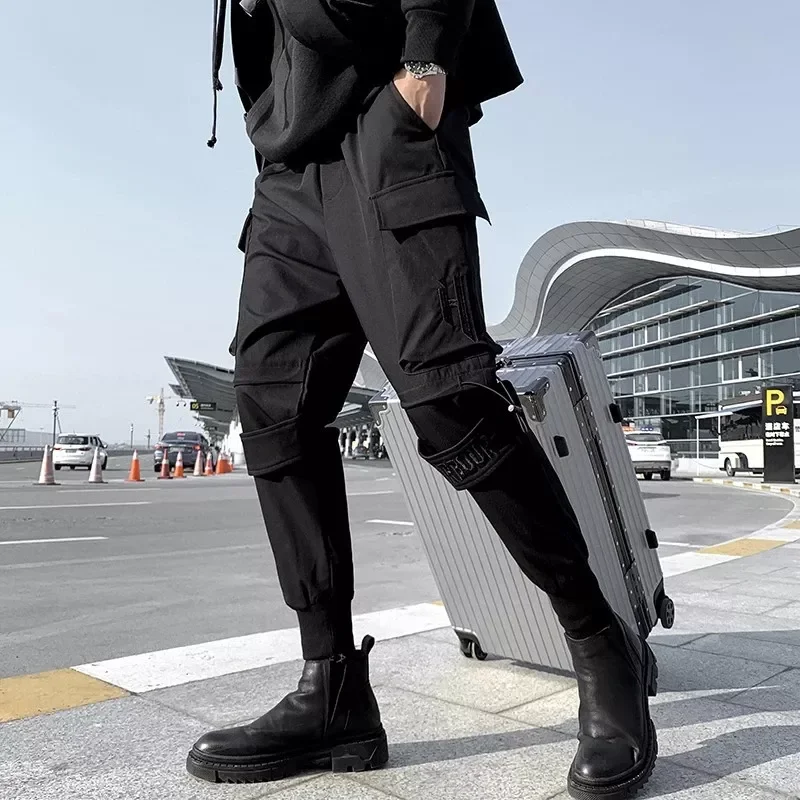 

Military Techwear Mens Clothing Japanese Style Pencil Casual Trousers Black Cargo Pants Joggers Men Harajuku Swag Streetwear