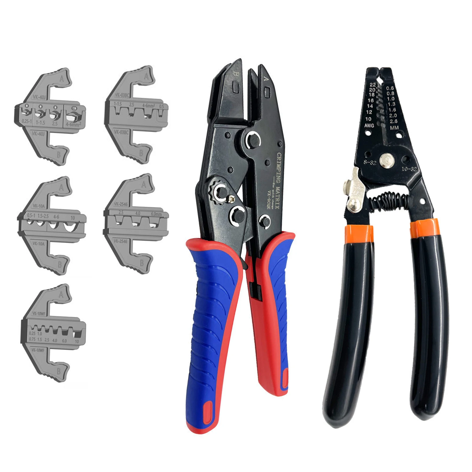 

Quick Change Crimping Tool Kit with Box Multifunction Ratcheting Wire Stripper Cable Terminal Crimper Pliers for Ferrule/ Nylon