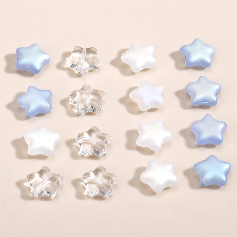 

5 pieces 12mm colorful frosted star shaped straight hole glass beads DIY jewelry discovery Necklace Bracelet accessories