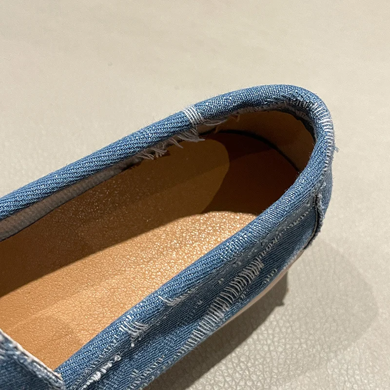 British Style Suede Women Casual Shoes Blue Slip-on Women Driving Shoes Comfortable Lightweight Womens Flat Loafers Mocasines