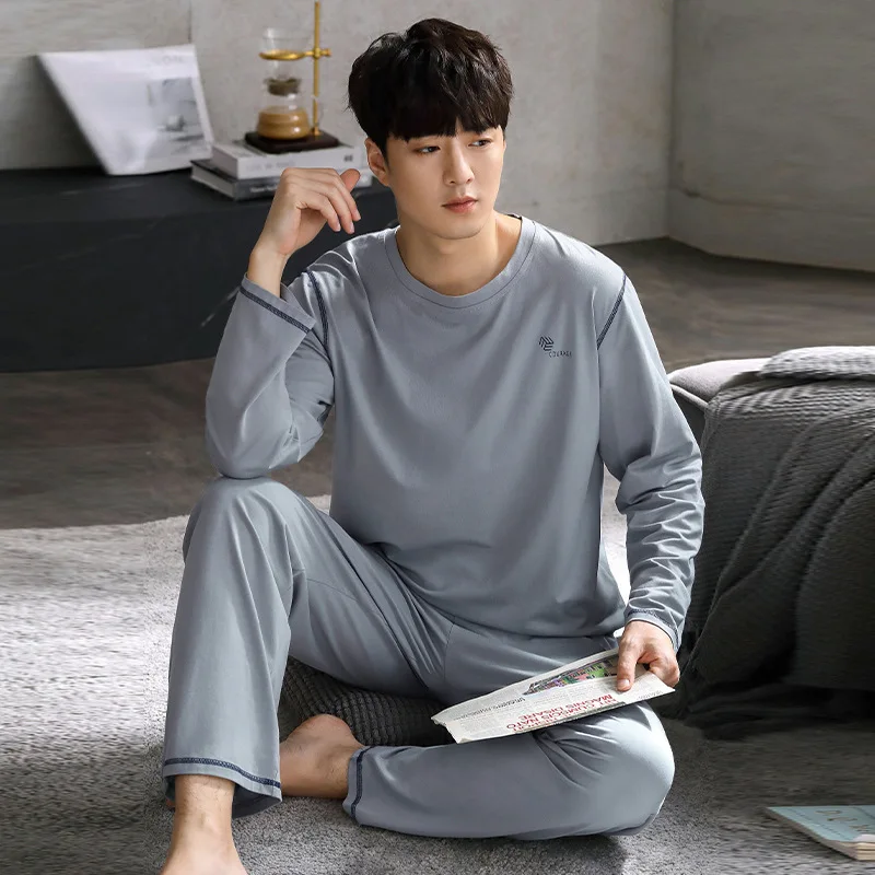 Pajama Sets for Men Long Sleeve Trousers Pajamas Spring Autumn Men's Home Clothes Suit Cotton Comfort Sleepwear Lounge Wear