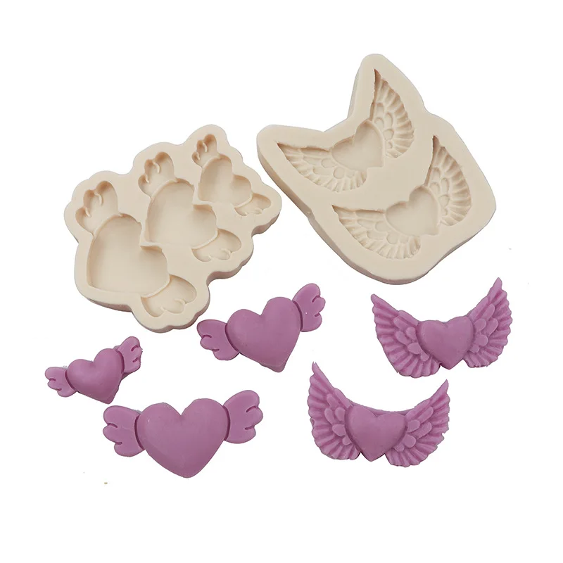 

Silicone Mold Love Wings Cake Decorating Tools DIY Fondant Kitchen Baking Cupcake Chocolate Wedding Lace Resin Moulds
