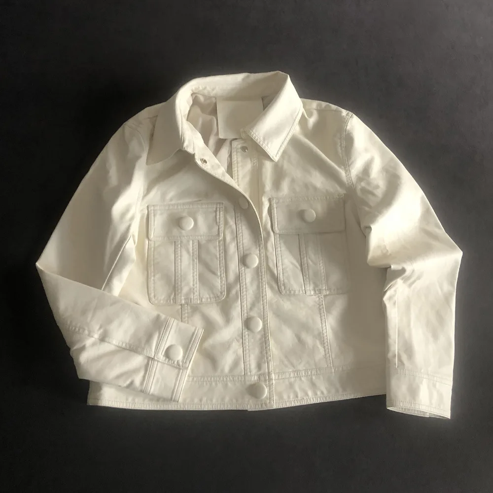 2023 autumn new fashion short leather jacket single breasted leather shirt style bag cover motorcycle coat