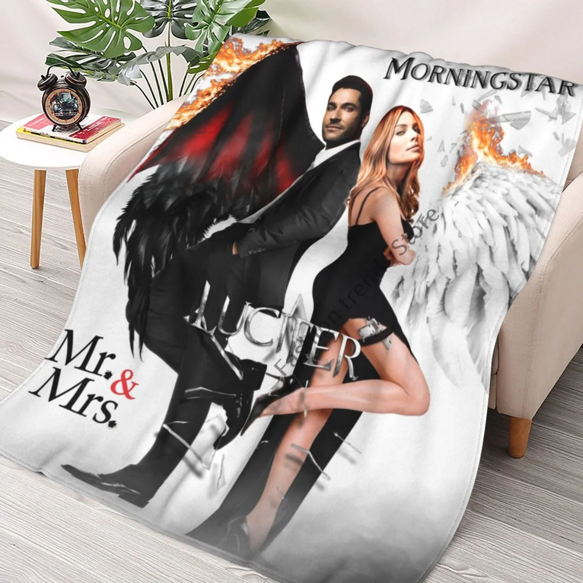

Lucifer Morningstar Blanket Tom Ellis Devil Bedspread Plush Ultra Soft Cover Flannel Quilt Bedding Bed Bedroom Fluffy Outlet Art