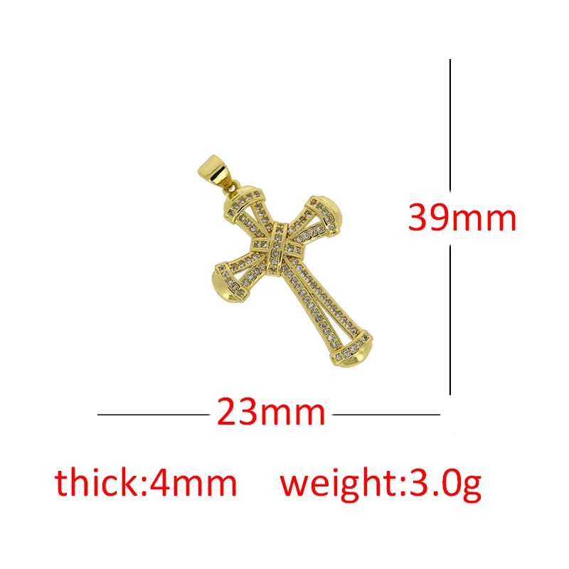 

3pcs Big Charm Cross Pave Cubic Zirconia Crystal Religious Gold Pendant For Jewelry Findings DIY Making Necklace Earrings 2021