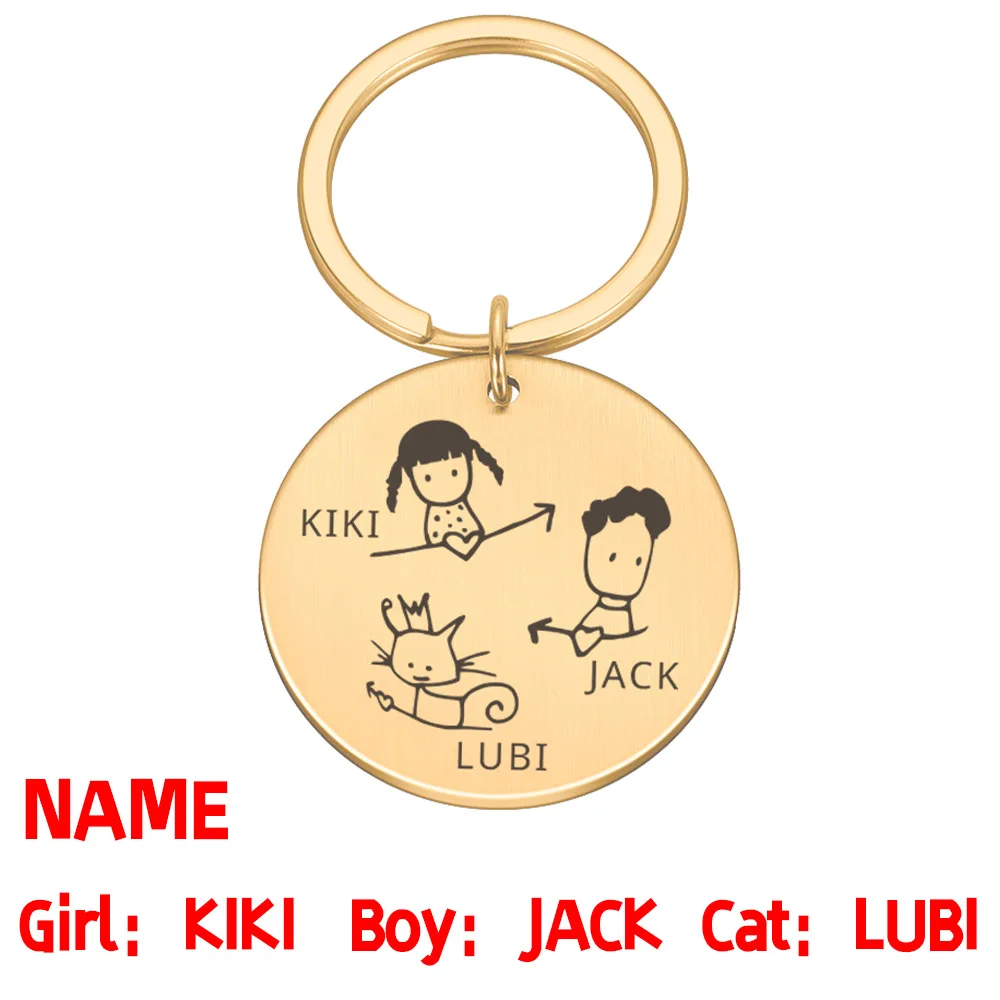

Новинка, персонализированный подарок для семьи, брелок с гравировкой для родителей, детей, брелок для ключей для мужчин