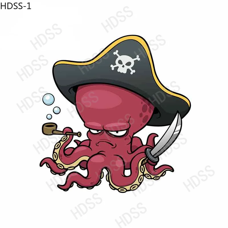 HDSS-13CM мультфильм пират осьминог лобовое стекло аниме автомобильные наклейки