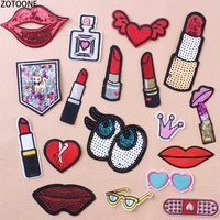 zotoone sequin cute heart patch for clothing embroidery patches applications for jacket clothes badges iron on stickers applique