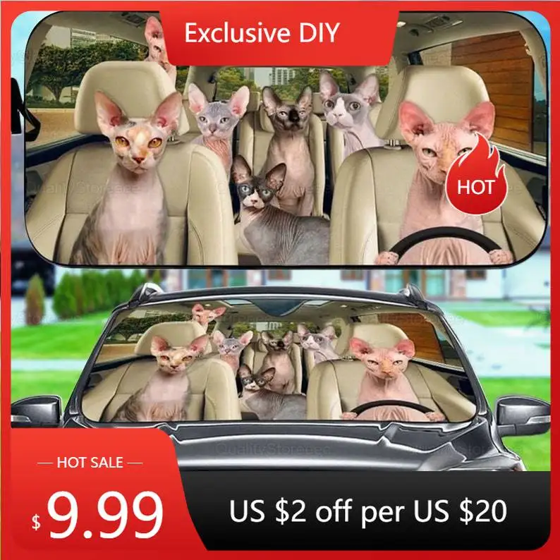 Автомобильный солнцезащитный котенок Sphynx