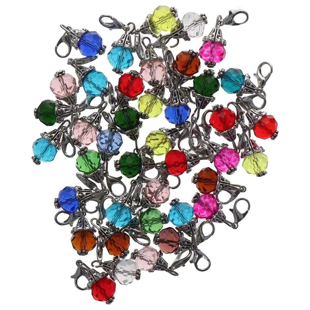 

alloy and acrylic crystal Dangle Charms multicolor Colorful Charms Silver Flower Bead Handmade Crafts Lovers
