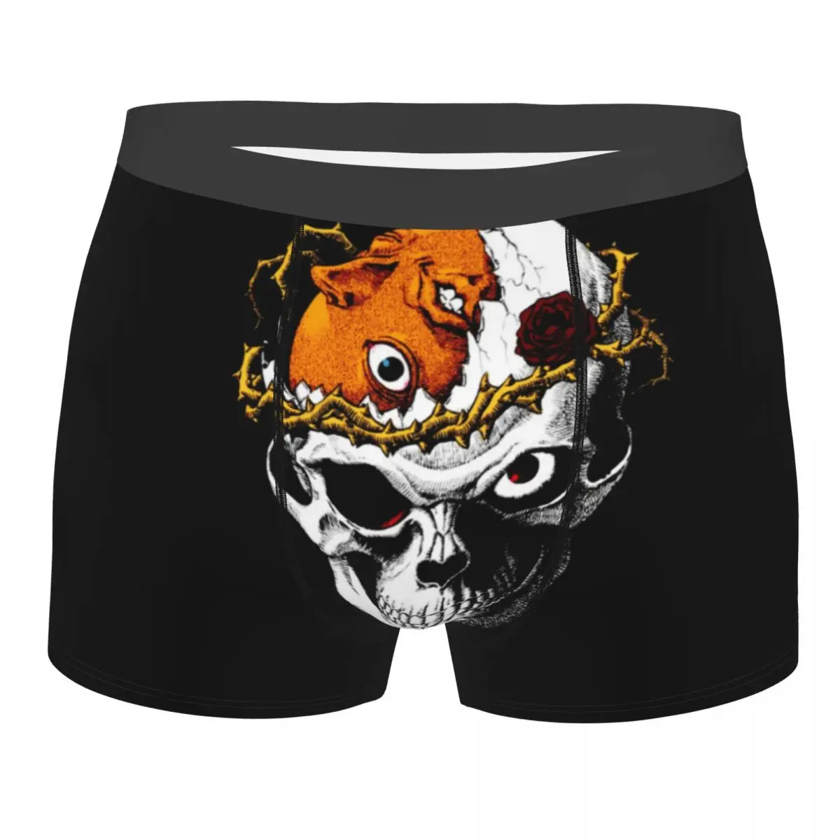 

Death Skull Men Boxer Briefs Berserk Guts Griffith Behelit Manga Breathable Funny Underpants Print Shorts Birthday Gifts