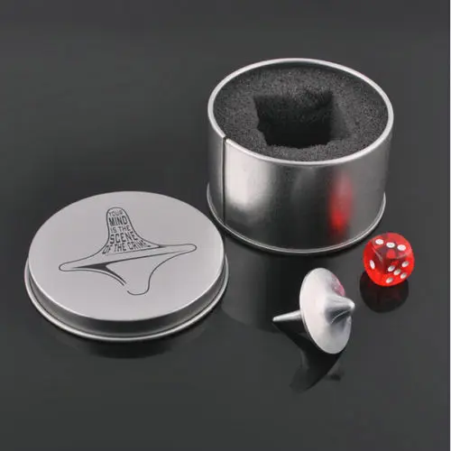 

Mini Great Zinc Alloy Silver Spinning Top From Inception Totem Movie Children Toys With Retail Metal Box Christmas Gift