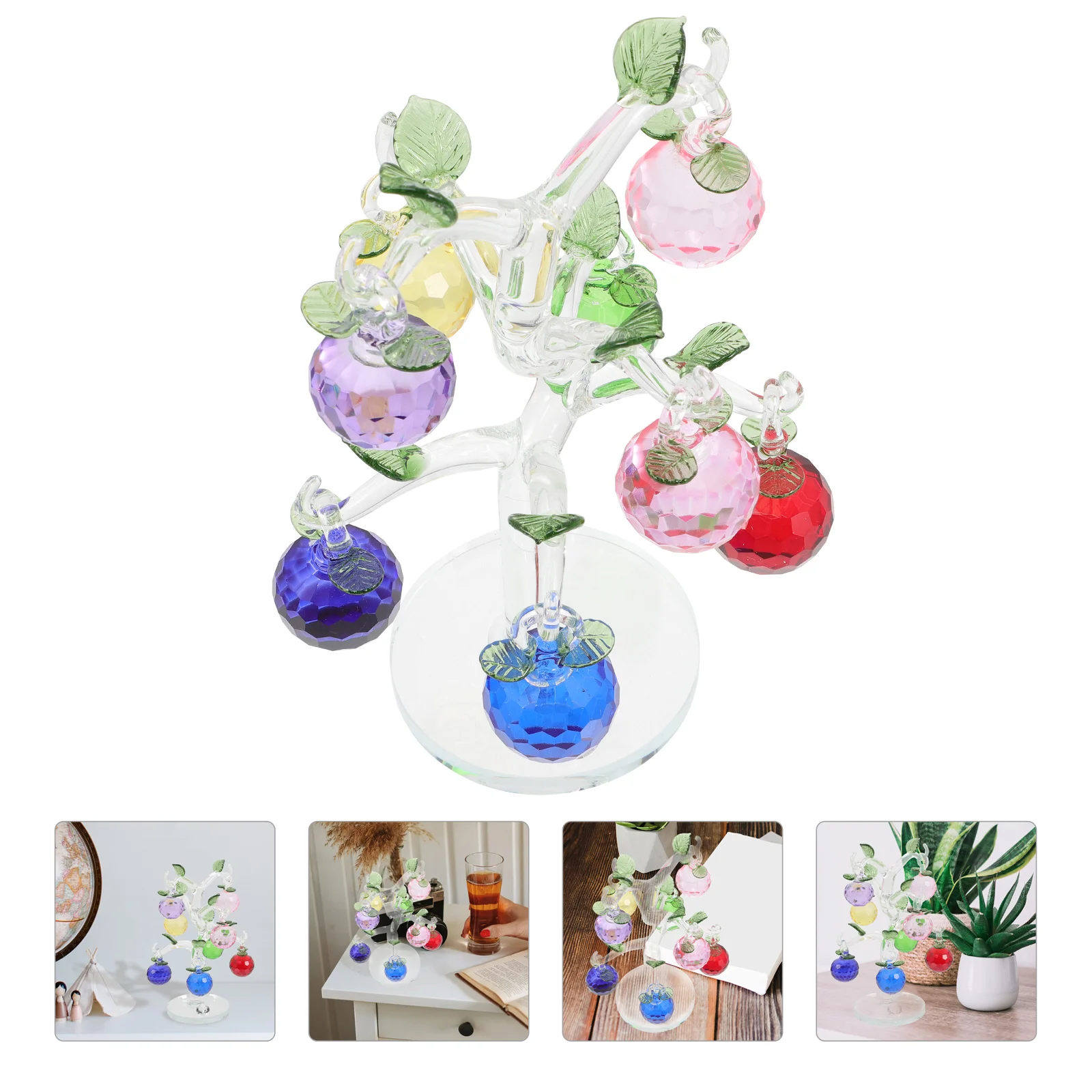 

Tree Crystalapples Paperweight Figurinechristmas Ornament Decor Sculpture Blown Figurines Centerpiece Table Decoration Gifts