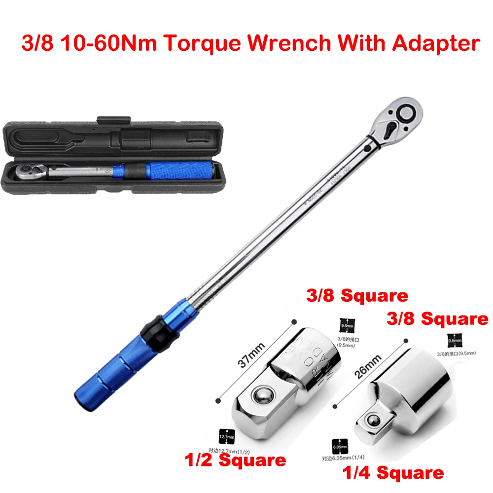 

3/8 Динамометрический ключ 10-60 нм велосипедный динамометрический ключ автомобильный ключ инструменты для механической мастерской Профессиональный Динамометрический квадратный адаптер