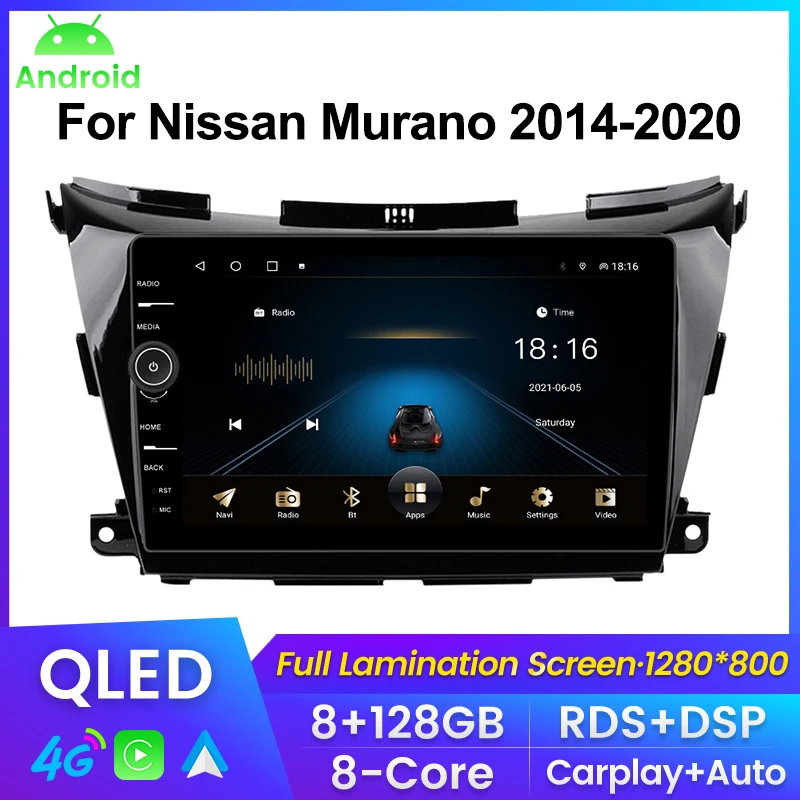 Android 11 8 + 128G QLED экран для Nissan Murano 3 Z52 2014 - 2020 автомобильное радио мультимедийный видеоплеер Carplay + Авто WIFI 4G RDS DSP