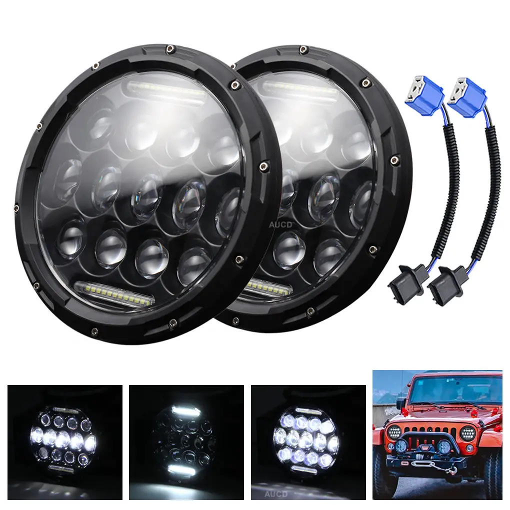 

2PCS 7" 12V Round Headlamp Projector High Low Beam DRL Lamps For Car Driving Wrangler JK TJ CJ LJ Defender Rubicon Floodlights