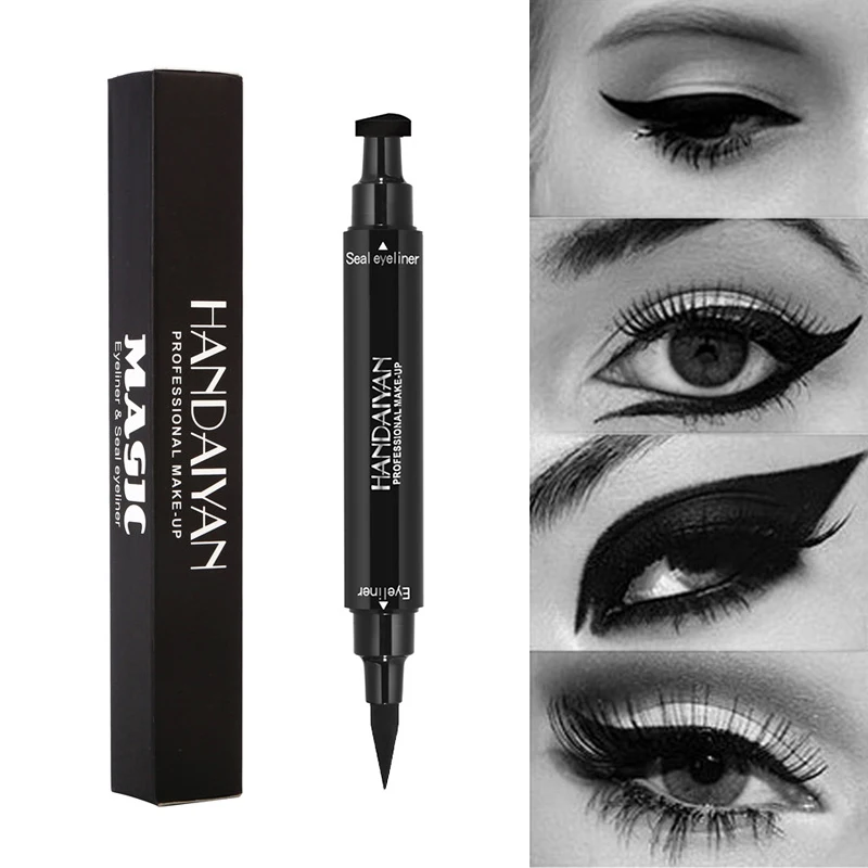 

HANDAIYAN Brand Black Double-headed Eyeliner Pencil With Stamp Seal Maquiagem Waterproof Liquid Wing Eye Liner Cosmetics TSLM2