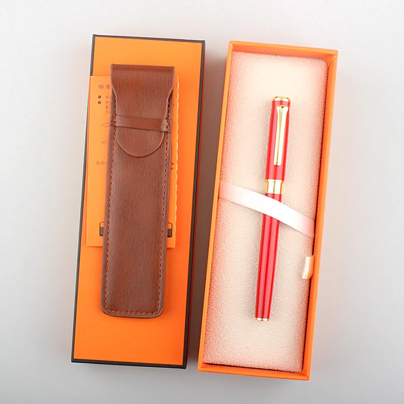 

The New Rollerball Pen Luxury Metal Ballpoint Pen gold Clip 0.5mm Black Refill Gift box set Roller Pen
