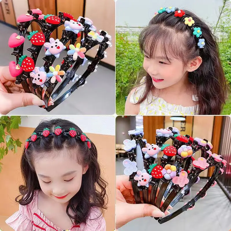 

Cute Flower Hair Rubber Band for Girls Child Hair Clip Strawberry Flower Headbands Styling Headwear Braiding Hair Accessories