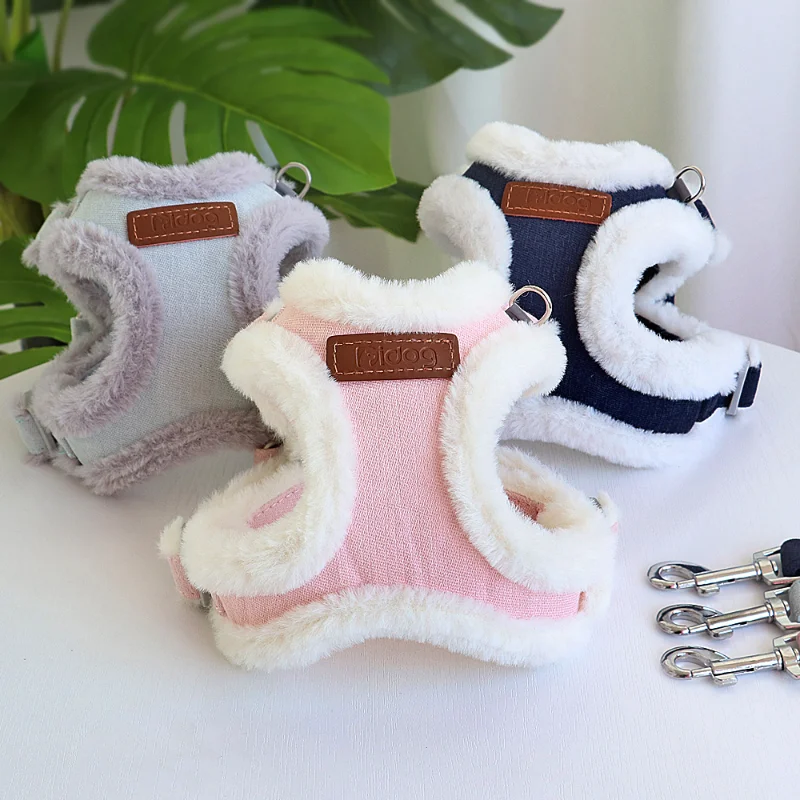 Winter Warm Dog Harness Leash Set Soft Padded Puppy Vest Clothes Pet Noose Cat Lead Pet Anti Lost Supplies Pets Acessorios Perro