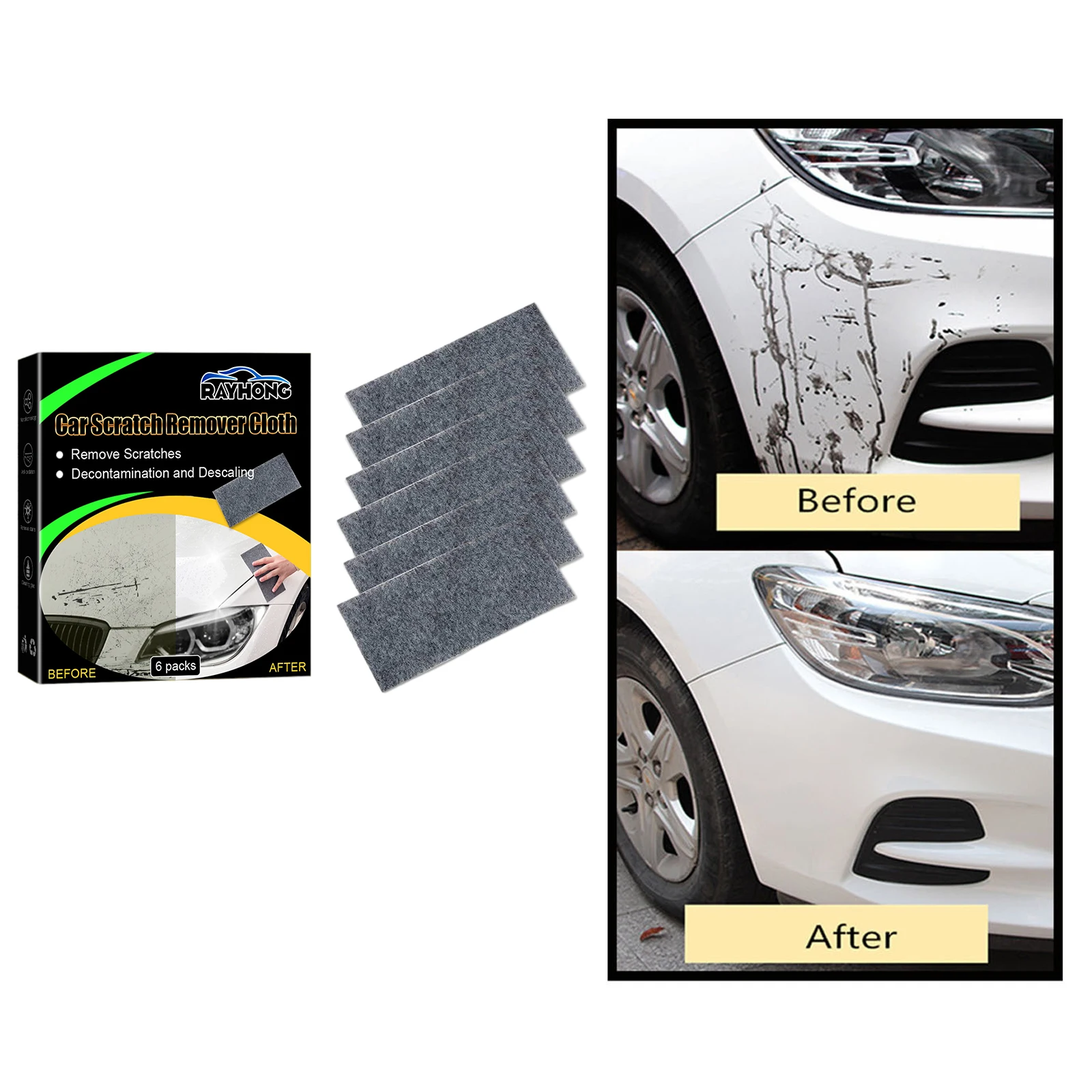 

6pcs Nano Sparkle Cloth Car Scratch Repair Cloth Nano Cloth Car Wash Accessories Wax Grinding Cleaning Scratch Maintenance