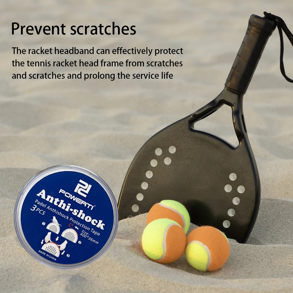 

3 Pieces Box Tennis Racket Head Tape TPU Protection Racquet Sticker Sports Nonslip Paddle Protector Guard Accessory