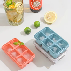 Ice Cube Ice Box 6 Grid DIY Silicone Ices Cube Mold Refrigerator Homemade Portable Molded Ices Cube Storage Container with Lid