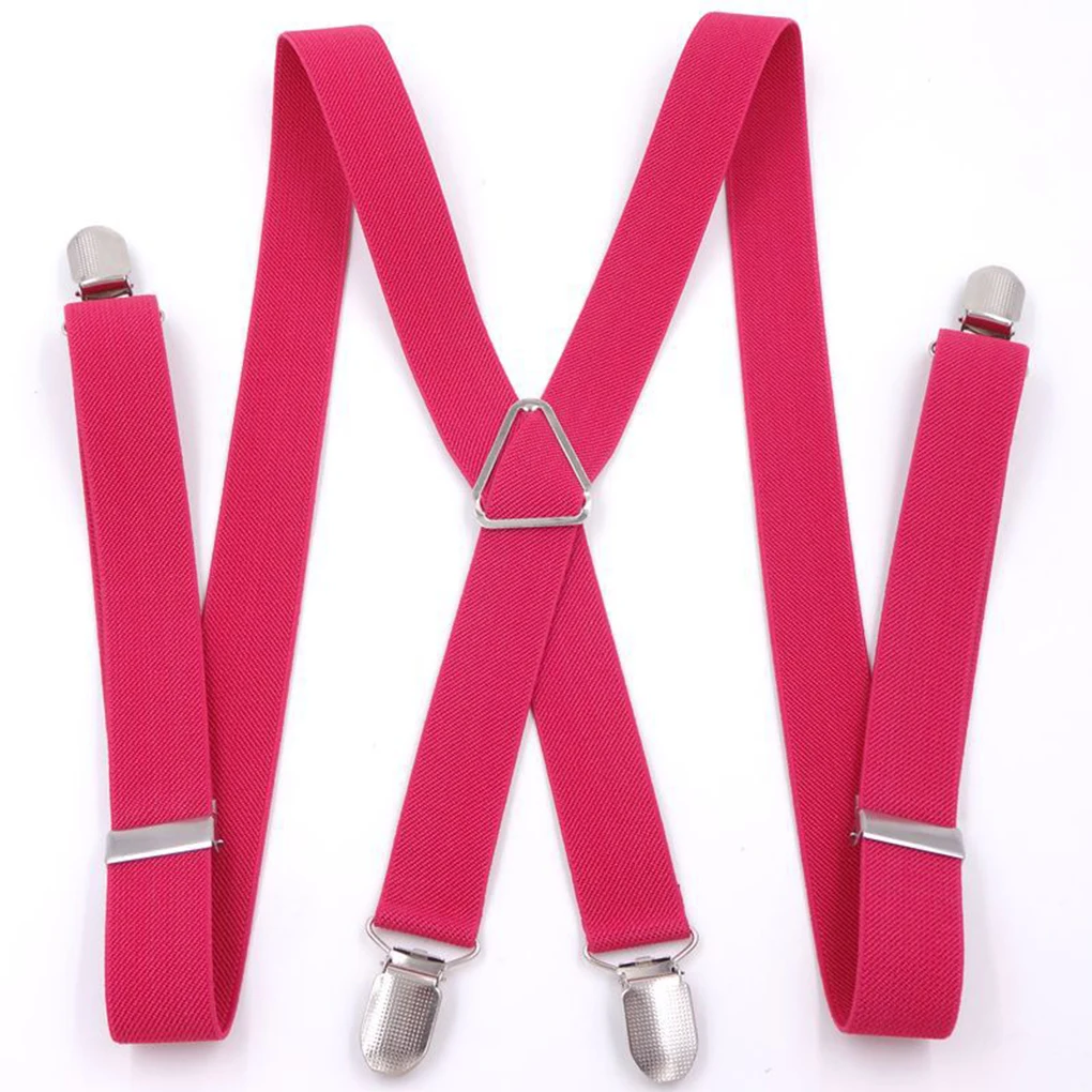 

Suspender Pants Strap with 4 Grippers Photography Crossover Trousers Brace Belt Clip Banquet Wedding Business Brown