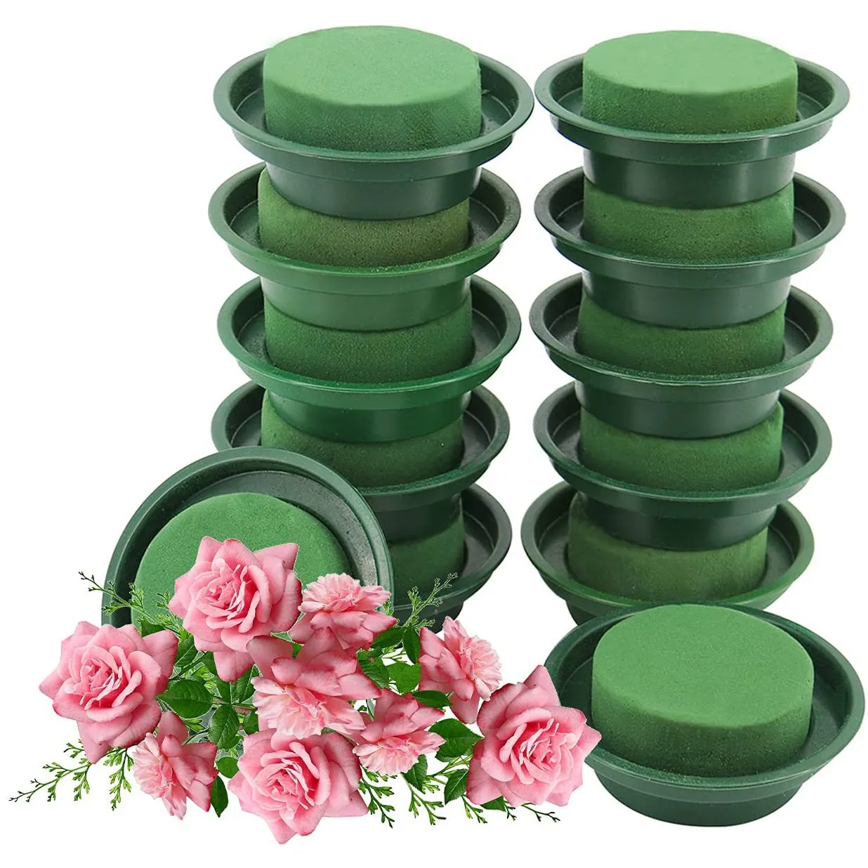 

DIY Flower Arrangement Kit Round Floral Foam Bowl with Green Round Wet Foam for Wedding Aisle Flowers Party Decoration