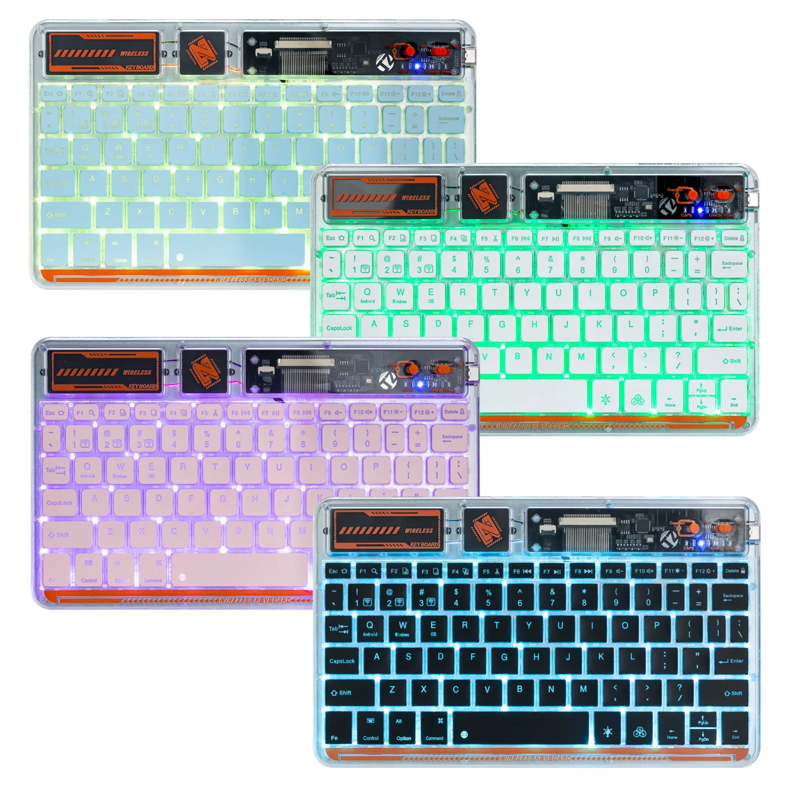 

2023 New Transparent Bluetooth Backlit Keyboard Suitable for Mobile Phones, Tablets, Ultra Thin RGB Keyboard, Outdoor Portable