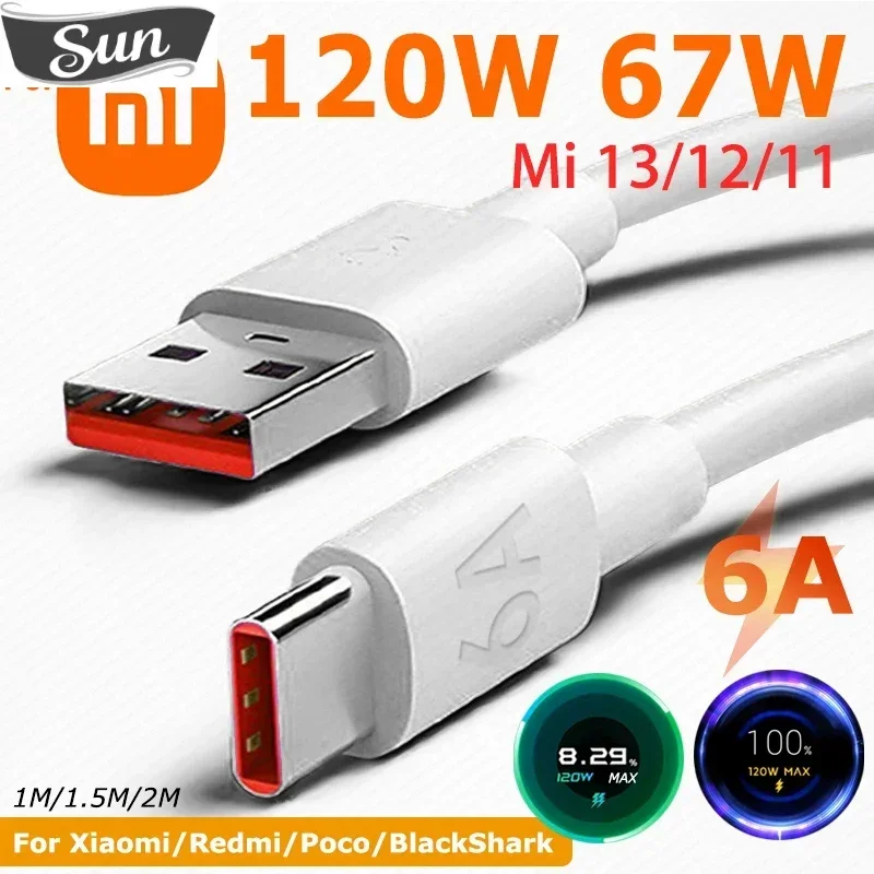 Оригинальный зарядный кабель Xiaomi 120 Вт 67 33 с портом USB Type-C шнур для быстрой зарядки