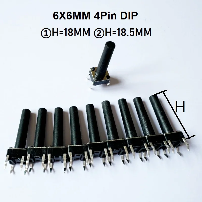 

30 шт. 6x6 мм 4Pin DIP тактильный переключатель высота 18 мм 18,5 мм тактовая кнопка 260 г микро сенсорная кнопка DIP-клик переключатель